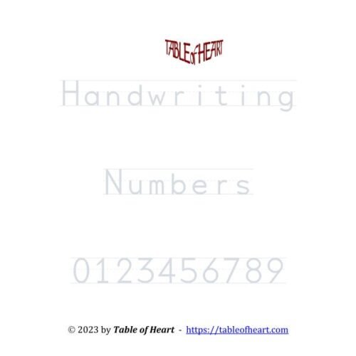 Handwriting tracing – numbers