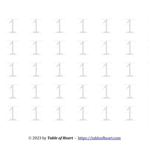 Handwriting tracing – numbers