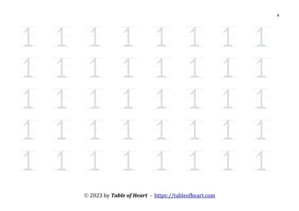 Handwriting tracing – numbers