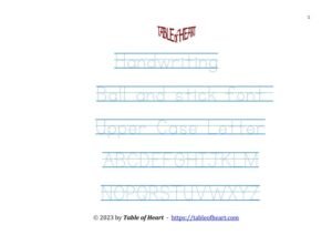 Handwriting tracing – uppercase letters